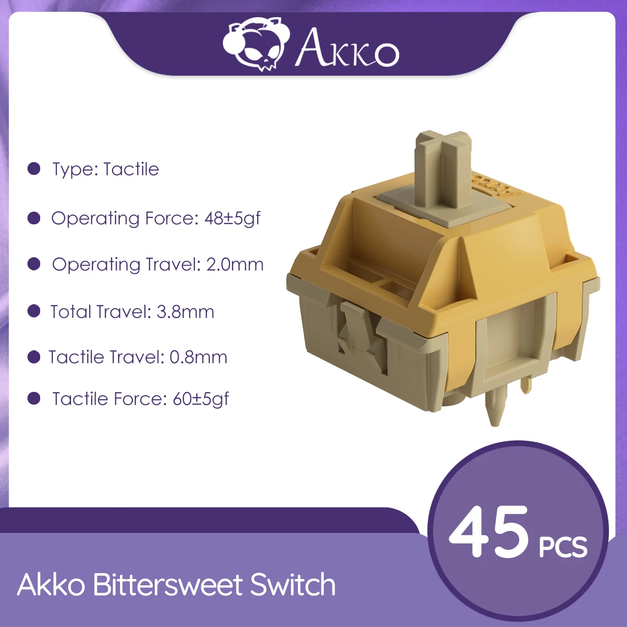 Akko Bittersweet 5‑Pin 48gf Tactile Switches (45pcs)