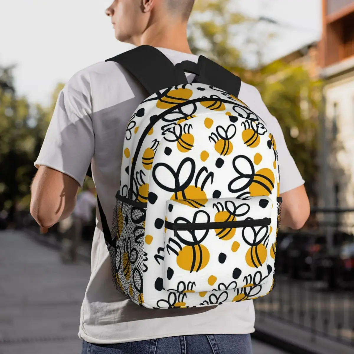 

Bees Backpack Daypack Large Capacity Children BookBag School Bag Shoulder Bags for Men Women