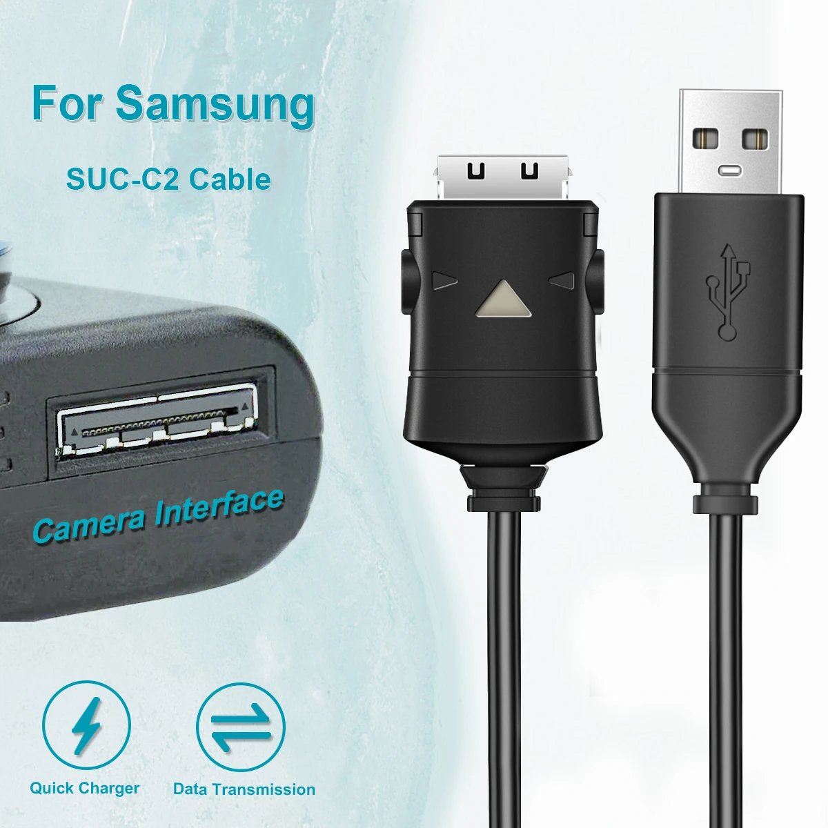 Cable USB SUC-C2 para Samsung L70,L73,L74,L730,L830,L83T,U-CA5,NV3,NV5,NV7,i5,i6,i7,i70,i85,NV8,NV10,NV11,NV15 Cable de carga