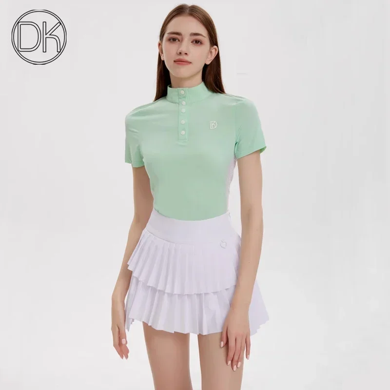 2024DK Golf Women's Suits Spring and Summer Golf Uniforms Fashion Clothing Women's Short-sleeved Tops Pleated Short Skirt Pants