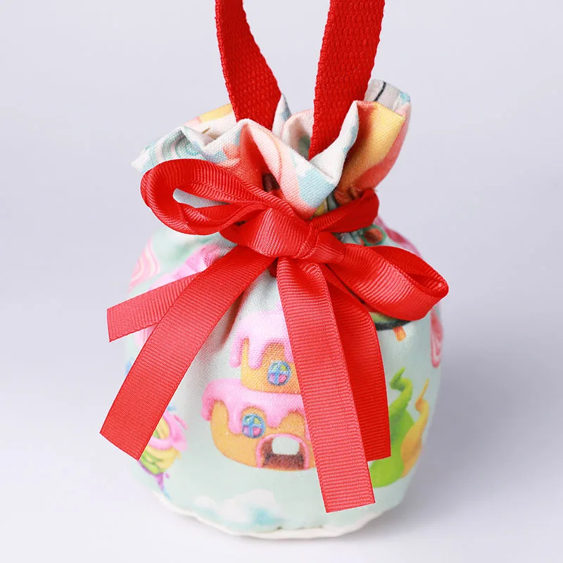 20pcs/lot Round Bottom Hand Wear Drawstring Pouches Cute Children's Birthday Party Candy Gift Cotton Packaging Bags