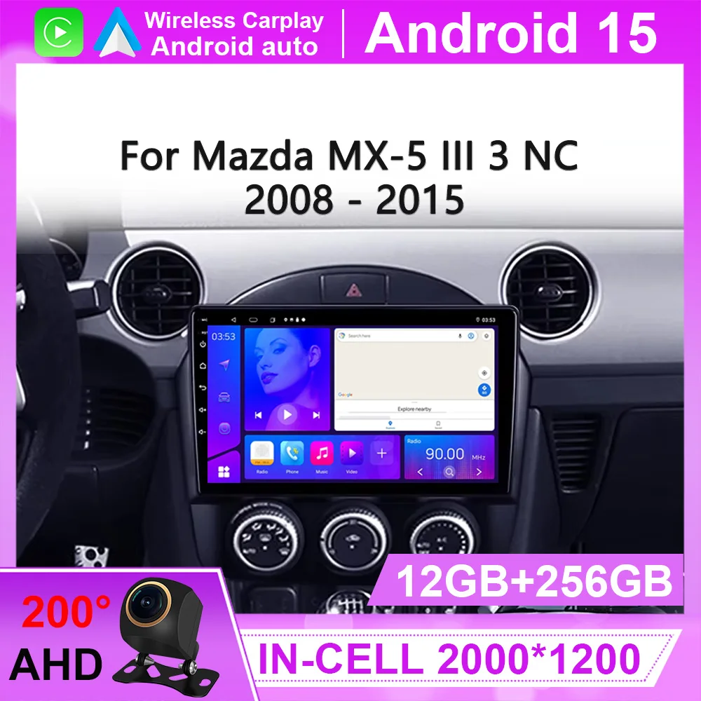 

Car Radio Multimedia Video Player For Mazda MX-5 MX5 MX 5 NC 2005-2015 Head Unit 4G WiFi Bluetooth DSP Wireless Carplay No 2DIN