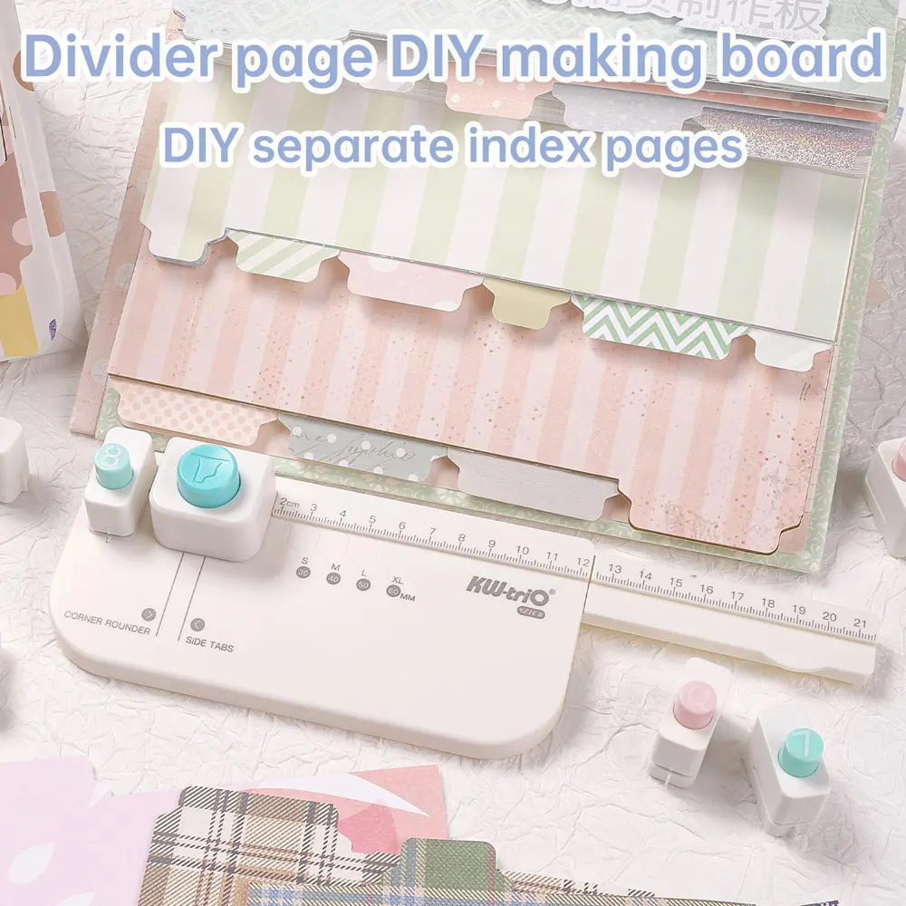 Separator page creation board, separate index page creation, alphabetical index rounded corner cutting tool