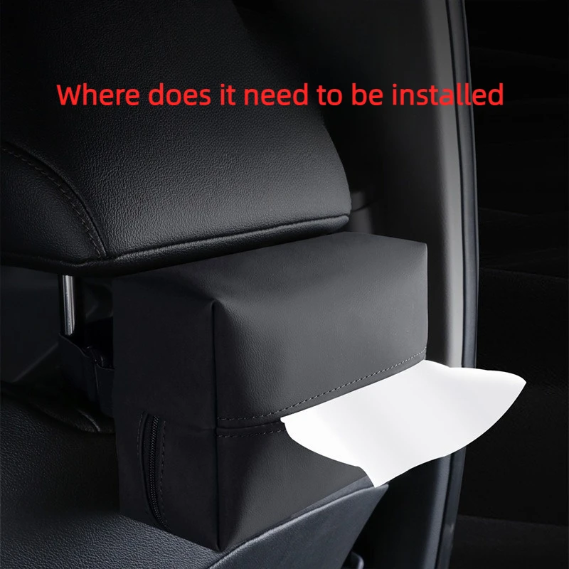 Napa Leather Car Tissue Box Armrest Organizer Hanging Sun Visor Car Drawer Napkin Bag for Vehicle Interior