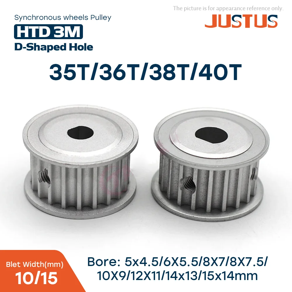 35T/36T/38T/40Teeth HTD 3M Timing Pulley AF Type D-hole 5x4.5mm~15x14mm Synchronous Wheel Drive 11/16mm Bandwidth Pitch 3mm