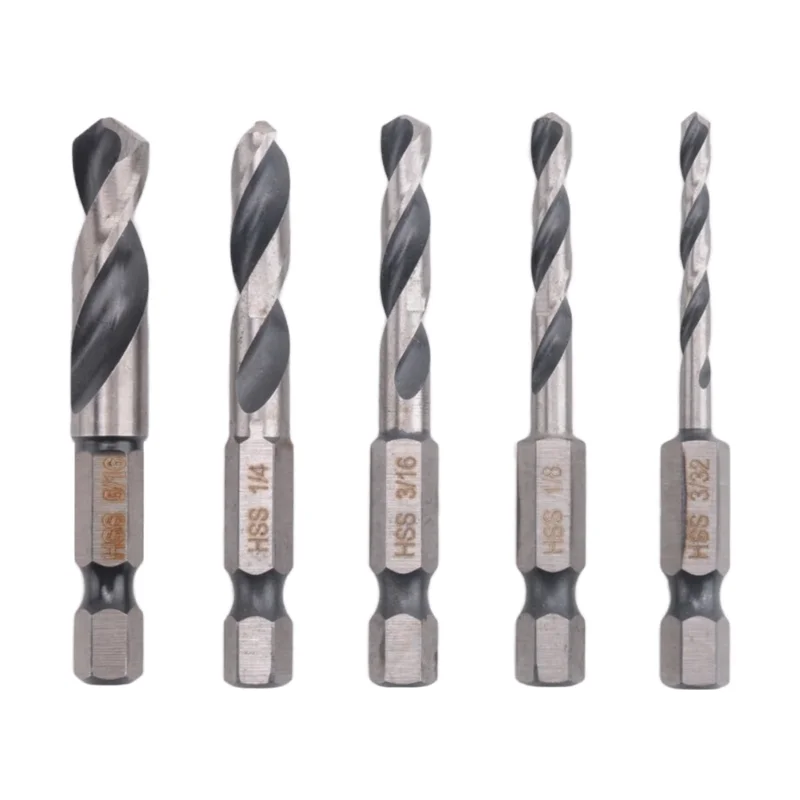 ABLU-5Piece conjunto de broca atarracado ângulo direito conjunto para metal m2 comprimento curto broca aço para mudança rápida mandril