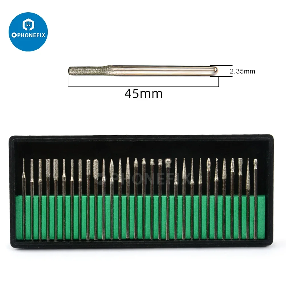 30pcs Grinding Pen Drill Heads for Maant D1/2uuL/BG W-05/Mechanic IR Grinding Pen Replace Tips IC polished Cutting Grinding Head