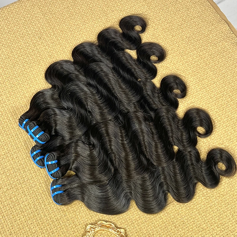 16A Класс Virgin Объемная волна Пучки человеческих волос Необработанные вьетнамские пучки волос 10-30 дюймов Двойная прорисовка Необработанные наращивание волос # 1B