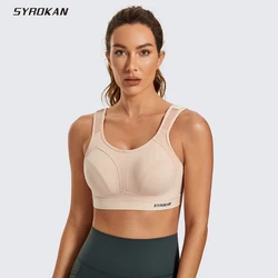 SYROKAN reggiseno sportivo da donna ad alto impatto senza fili cinghie regolabili reggiseno da allenamento Non imbottito Solid Trainning Run biancheria intima da boxe