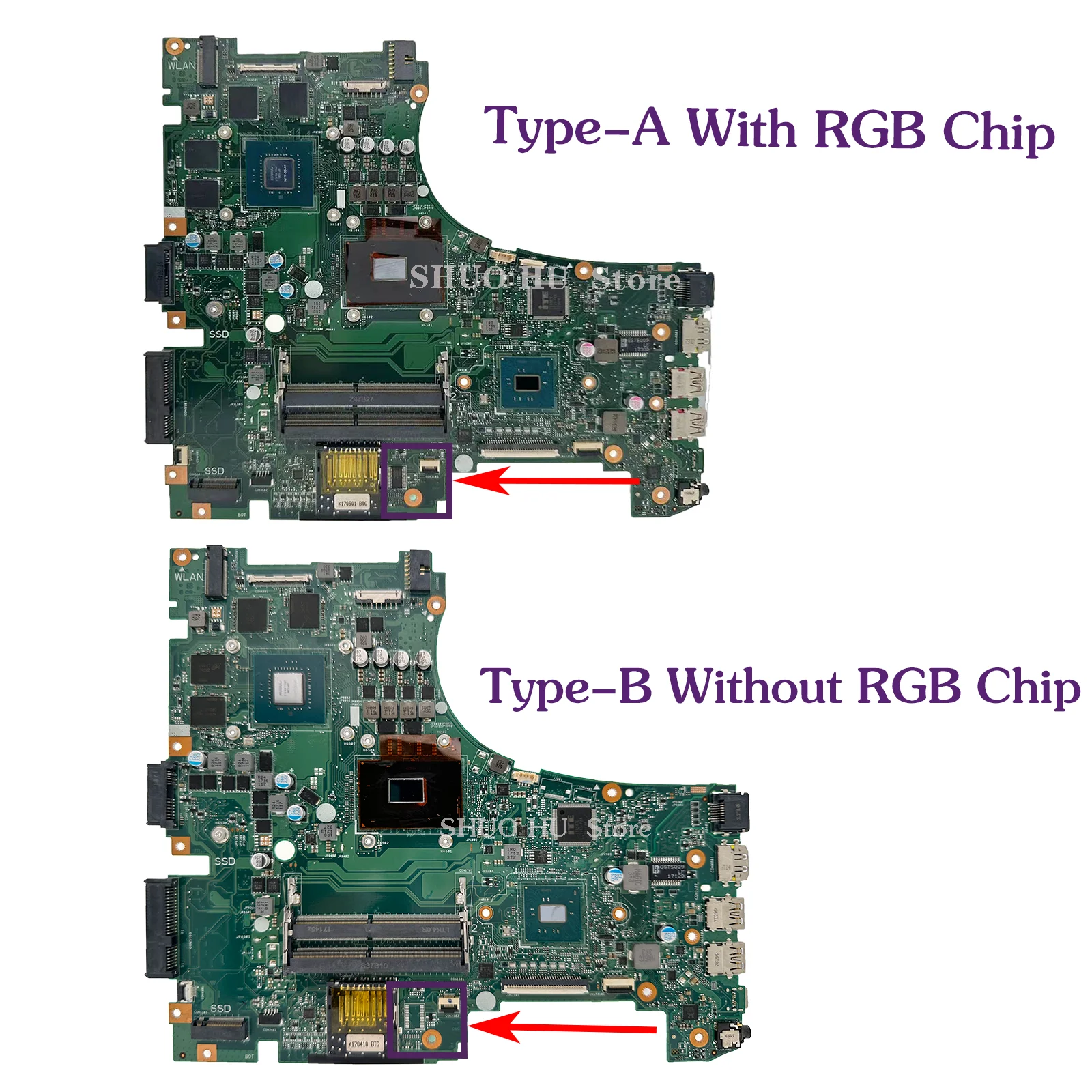 KEFU GL553VD Mainboard For ASUS ROG GL553VE GL553Laptop Motherboard W/ I5-7300HQ I7-7700HQ CPU GTX1050/GTX1050Ti GPU