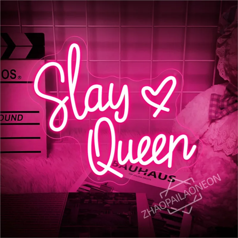 Slay Queen Neon Led Sign Women Room Wall Decor Neon Light Bedroom Girl Aesthetic Room Decor Party Gift Bar Art Shop Led Light