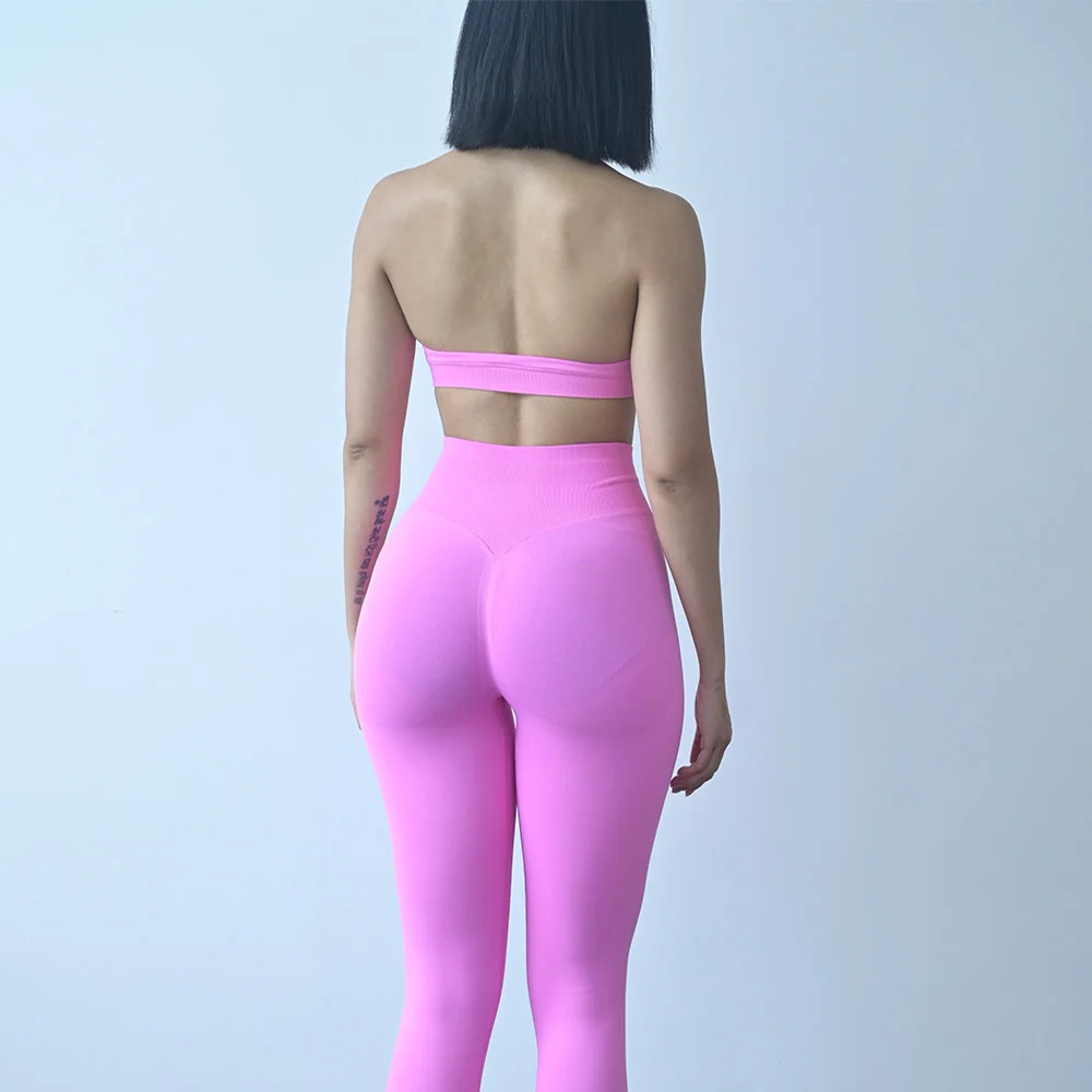 2-teiliges Damen-Yoga-Set, Nahtlose Fitness-Sportbekleidung, Neckholder-Sport-BH, Passende Yoga-Leggings für Workout-Sets, Gym-Outfit – Detail 10