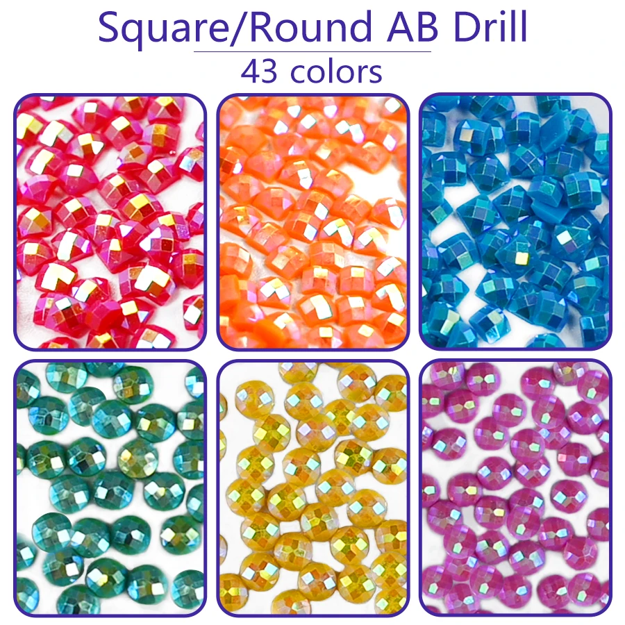 445 DMC Colors Wholesale Zip Bag Loose Drills High Quality Resin Stones For DIY Diamond Painting Square AB Crystal Glowing SP5