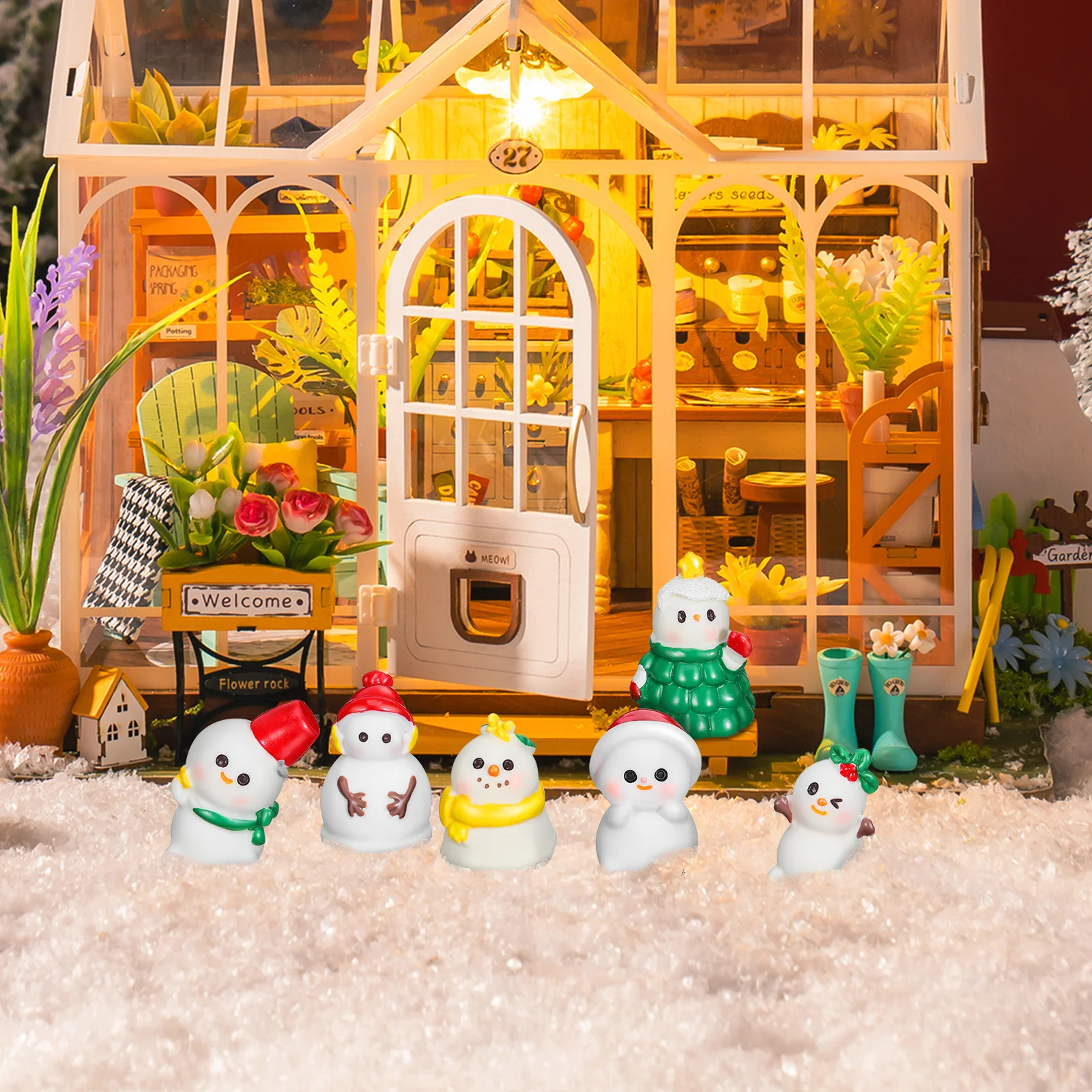 

36pcs Christmas Mini Snowman Figurines Resin Micro Landscape Ornament Craft Decor for Garden Home Holiday Display