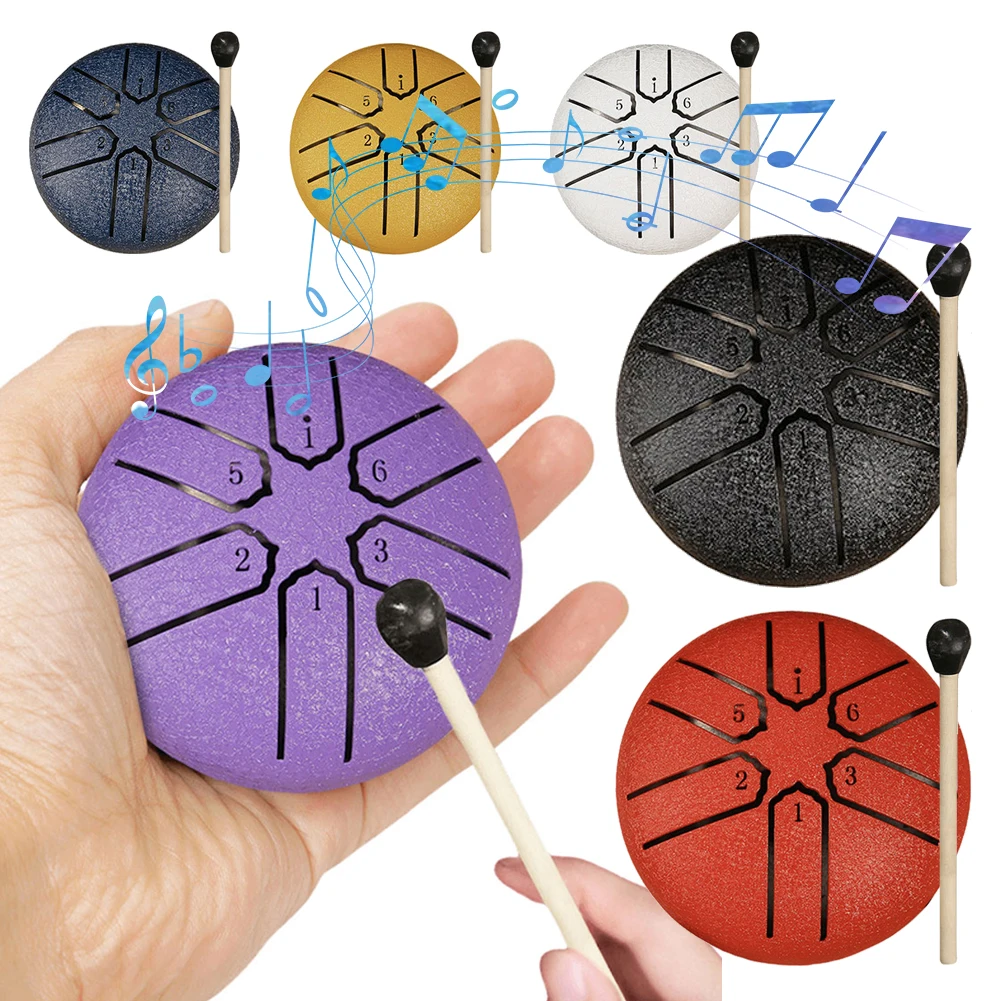 3 Inches 6 Notes Rain Drum for Outside Steel Tongue Drum Rain Chime for Yoga Meditation Drum Accessories Unique Gift