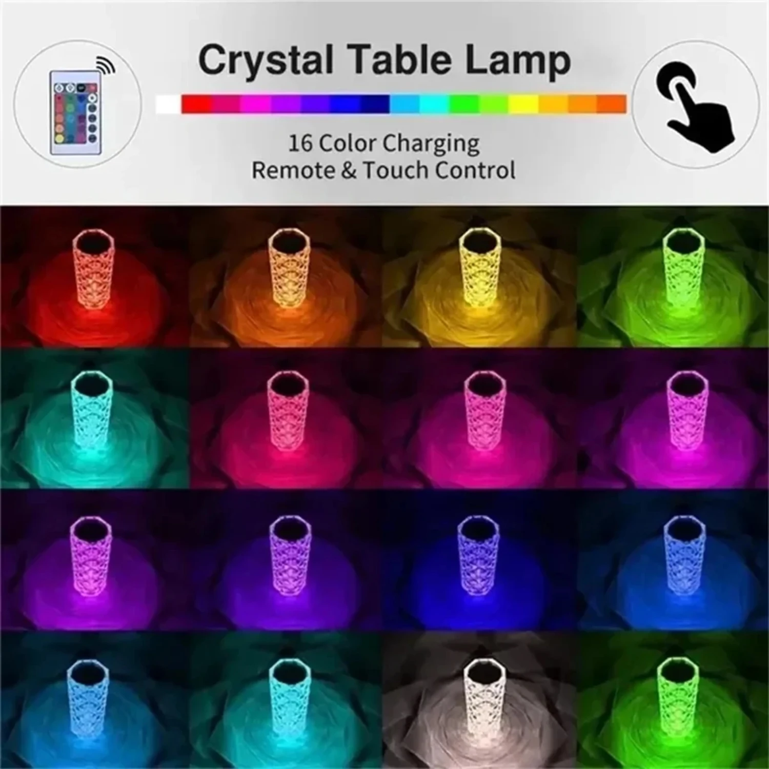 Lampe de table LED en cristal RVB aste avec télécommande, exquise, idéale pour la décoration de vacances, le mariage et la fête, nouveau