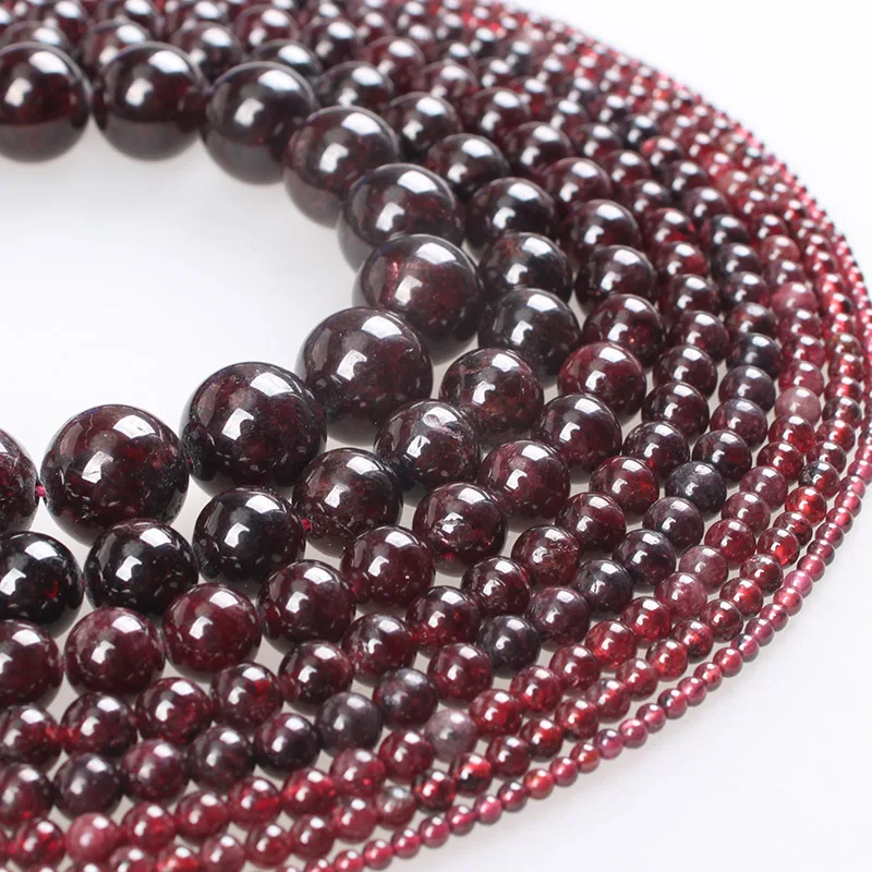 Natural Stone Garnet Gem Stone Beads Garnet Round Loose Beads 2 3 4 5 6 7 8 10 12mm For Diy Bracelets Necklace Jewelry Making