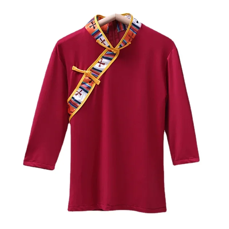 Chińskie tybetańskie topy do tańca Kobiety Tybetańskie topy sceniczne Koszule mniejszości narodowych Styl etniczny Mongolska tradycja taneczna