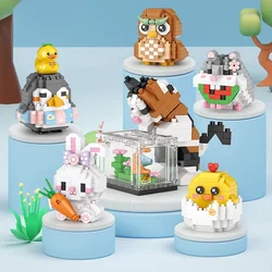 Mini Cute Animals Micro Building Blocks 3D Diamond Model Penguin Rabbit Owl Bricks DIY City Construction Toys for Children Gifts