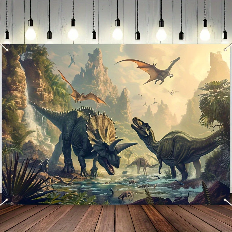 Jurassic Dinosaur World Banner - Bedroom, Living Room, Photography Background, Home and Party Decoration Wall Hanging
