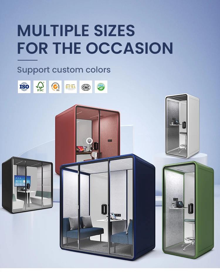 Sage Green Acoustic Soundproof Phone Pod Office Booth ISO Certified Portable Easy Installation Australia New Zealand Indoor
