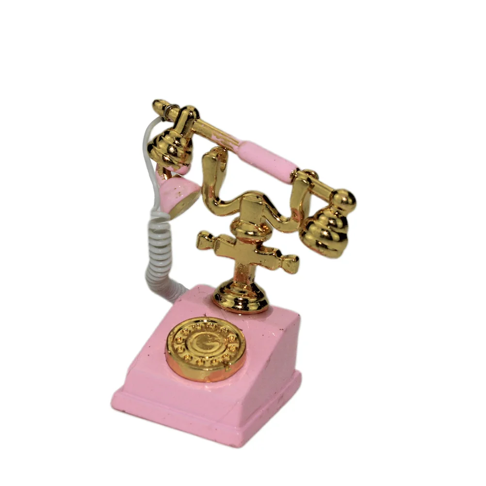 

Mini Room Decor Alloy Household Home Accesories Retro Phone Table Vintage Rotary