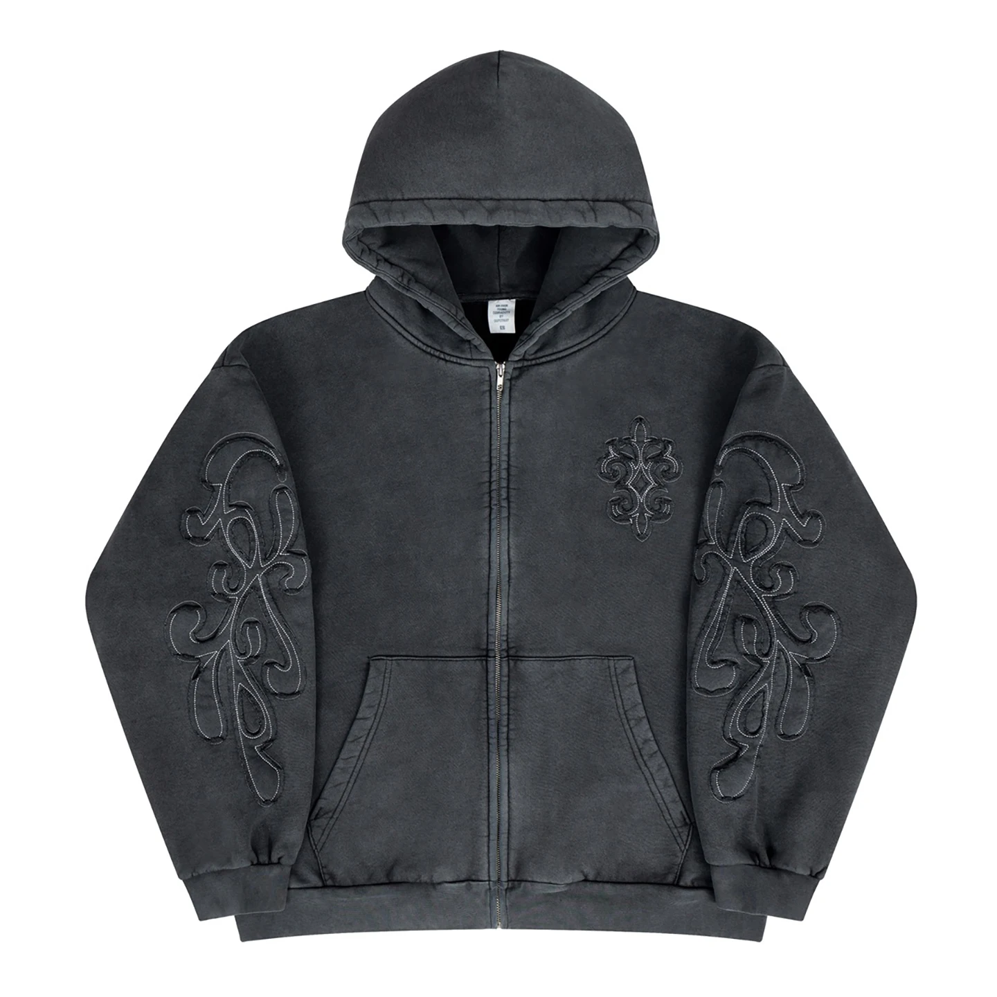 

Retro American Street Sle Fce Lined Hooded Open Cardigan Sweatirt Men Women Casual Loose Fit Embroidered Patched Zippe...