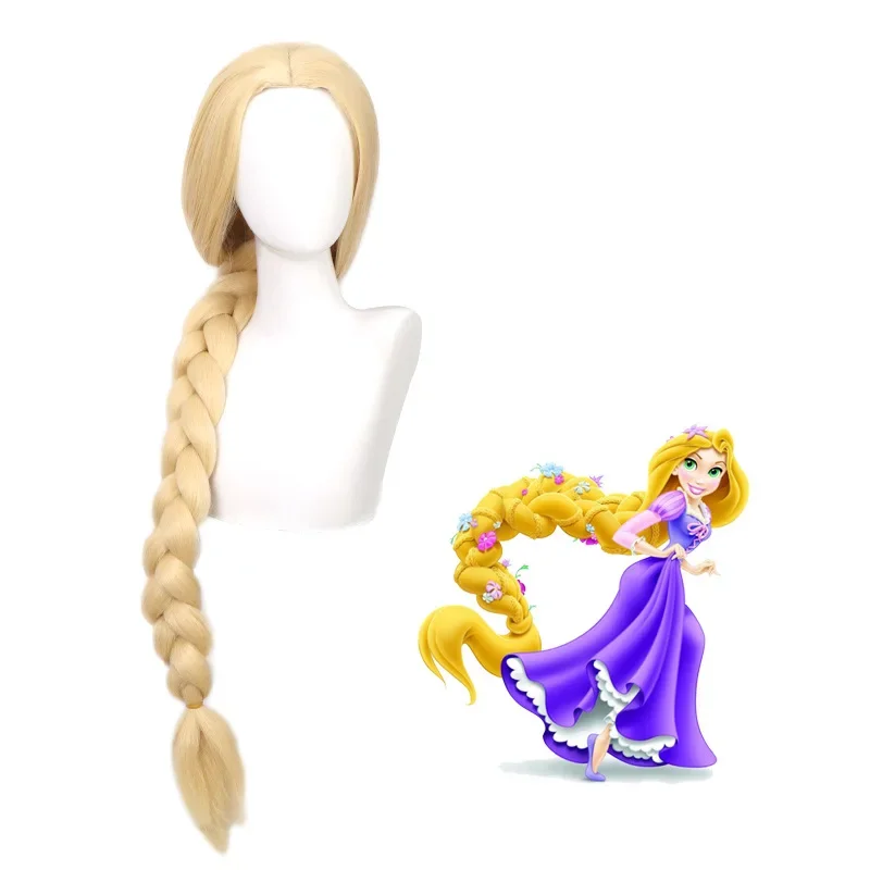 Tangled Princess Wigs Blonde Super Long Blonde Rapunzel Braids Halloween Party Synthetic Hair Women Grils Cosplay Wigs Princess