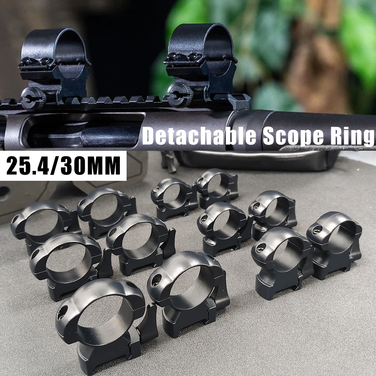 

Detachable Scope Mount Rings Quick Release 25.4mm 30mm Low High Medium Profile For 20mm Picatinny Rail Steel Scope Ring