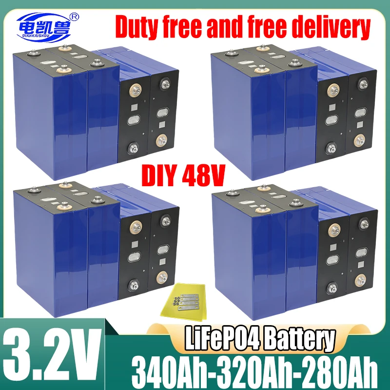 16PCS New 3.2V 320Ah 340Ah 280Ah 310Ah 105Ah LF280K LiFePO4 Battery Brand new Grade A DIY 12V 24V 48V Solar RV EV Camping No Tax