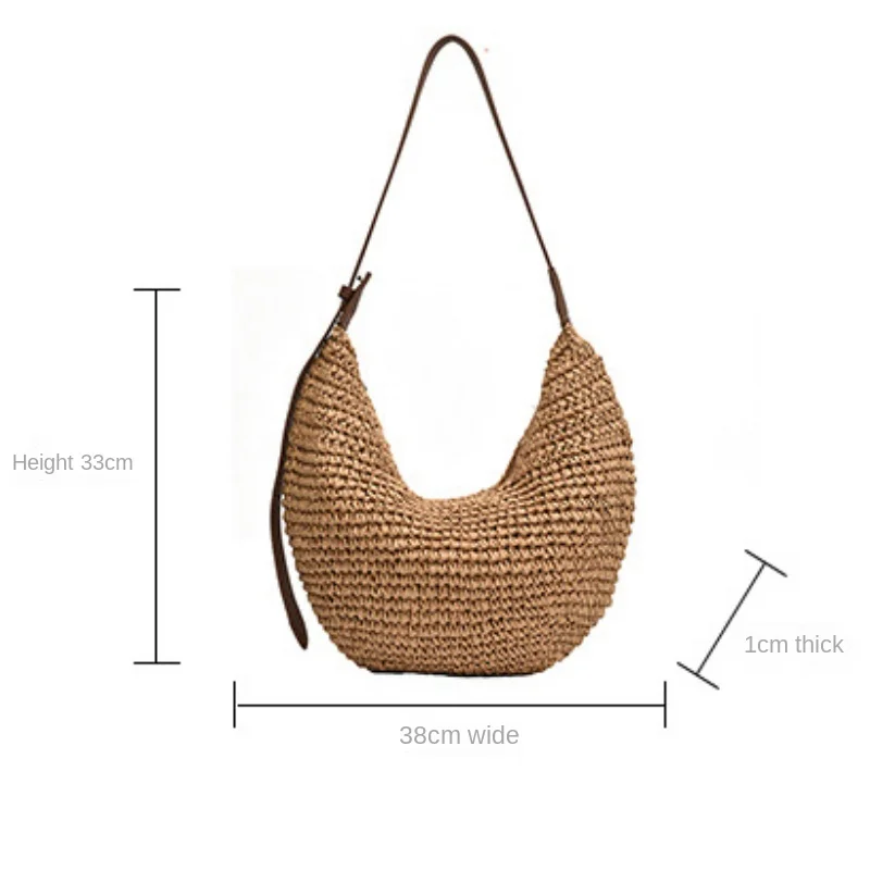 Forest Lazy Style Crossbody Bag Bohemian Handmade Grass Woven Bag Leisure Vacation Beach Women\'s Woven Dumpling Bun