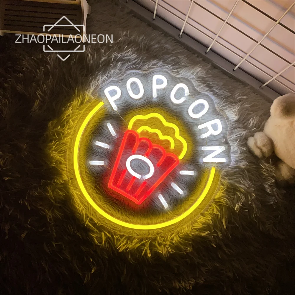 Neon Light Popcorn Neon Food Sign Poster Club Bar Restaurant Decoration Neon Light Wall Art Decor Aesthetics LED Lamp  Signboard