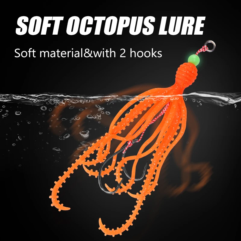 WEIHE-señuelo de pulpo suave, Mini calamar con anzuelo, 15cm, 10g, pesca en el mar, cebo de pulpo, TPE, 1 ud./5 unidades
