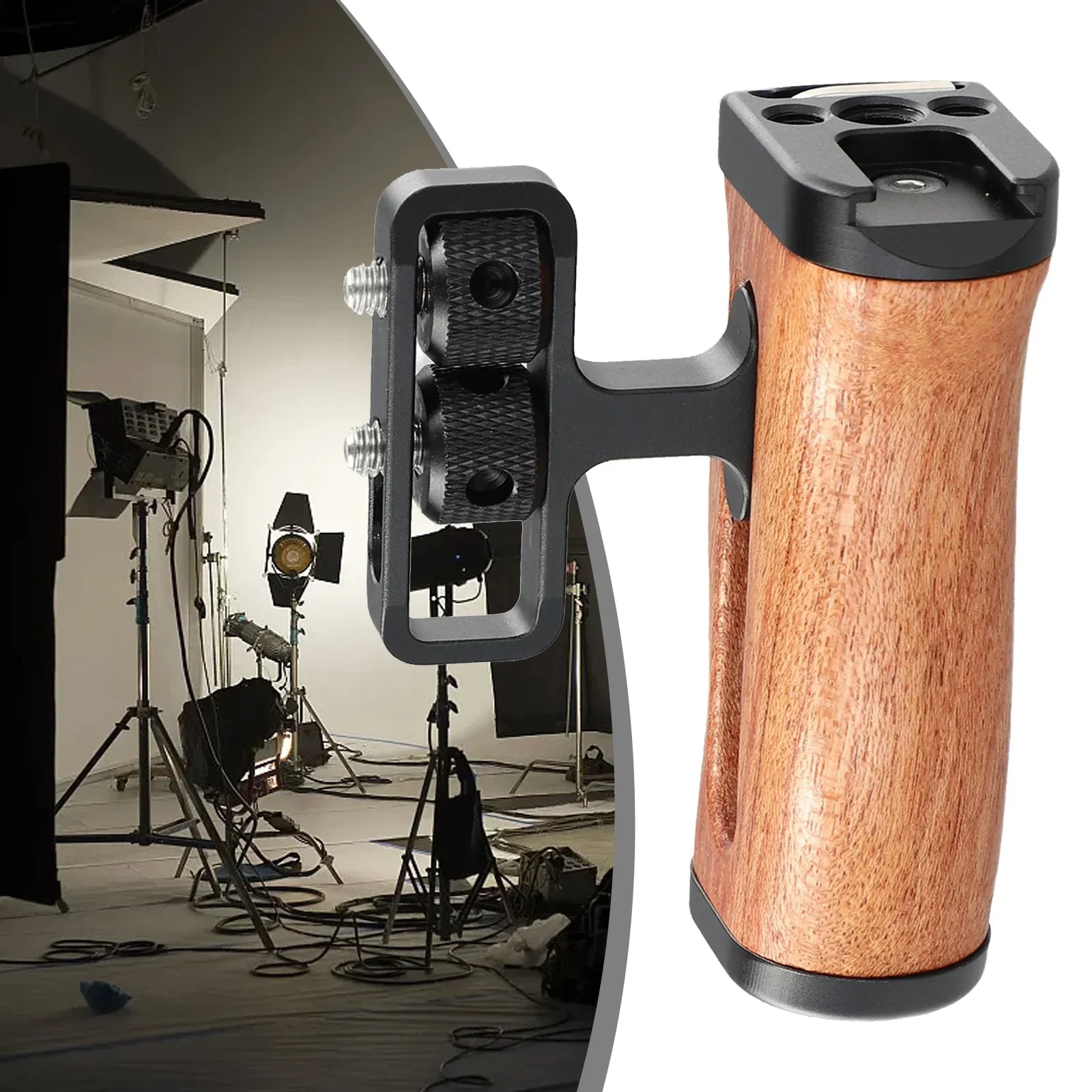 Universal DSLR Camera Cage Side Handle Ergonomic Design Camera Rabbit Cage Wooden Side Grip Handle SLR Photography Grip