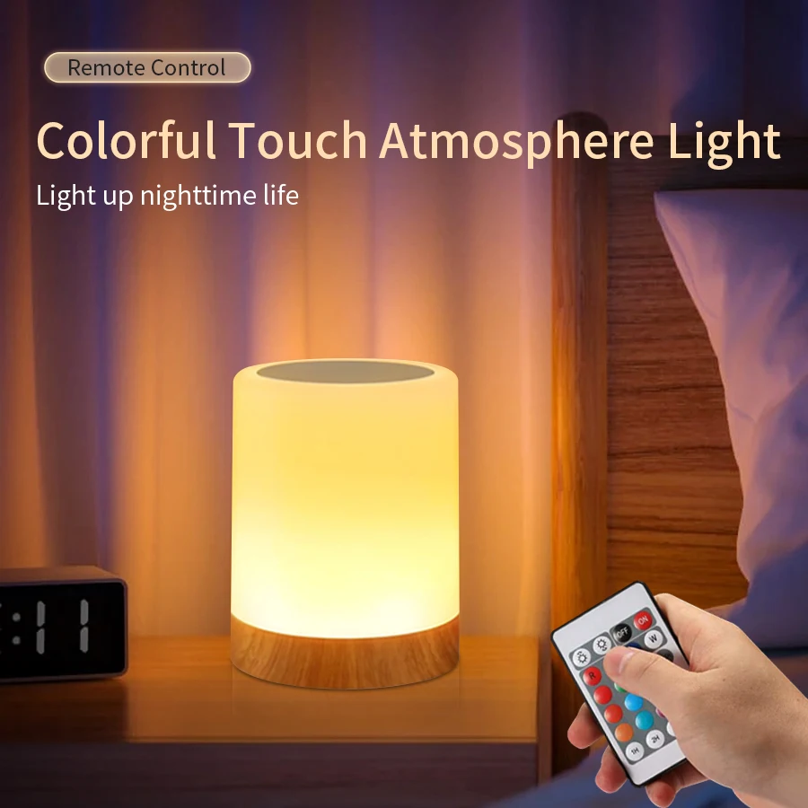 LED Night Light 13 Colors RGB Remote Control Table Lamp Dimmable Rechargeable Touch Lamp Bedroom Bedside Room Decor Night Lamp