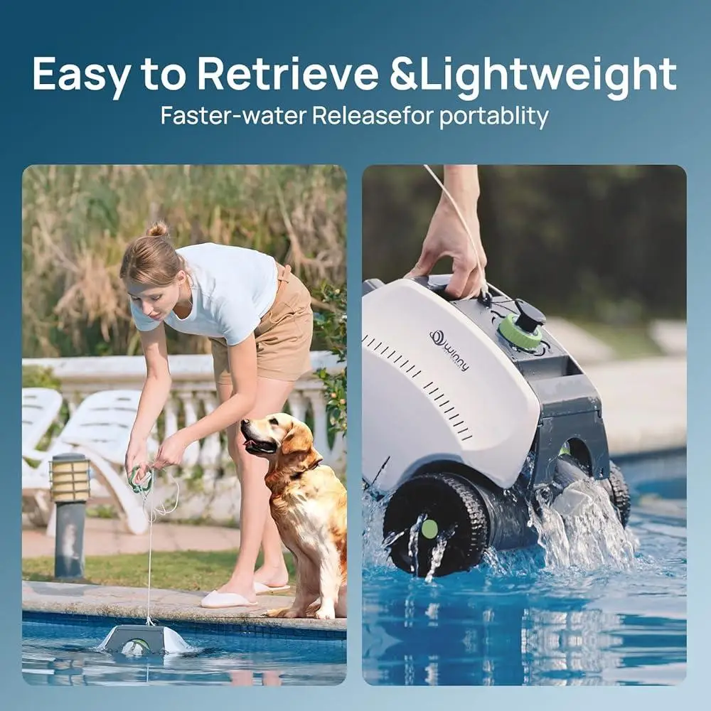 Беспроводной роботизированный пылесос для бассейна над землей с мощным всасыванием, время работы 130 минут, аккумулятор емкостью 6600 мАч, два всасывания, легкое извлекательное устройство