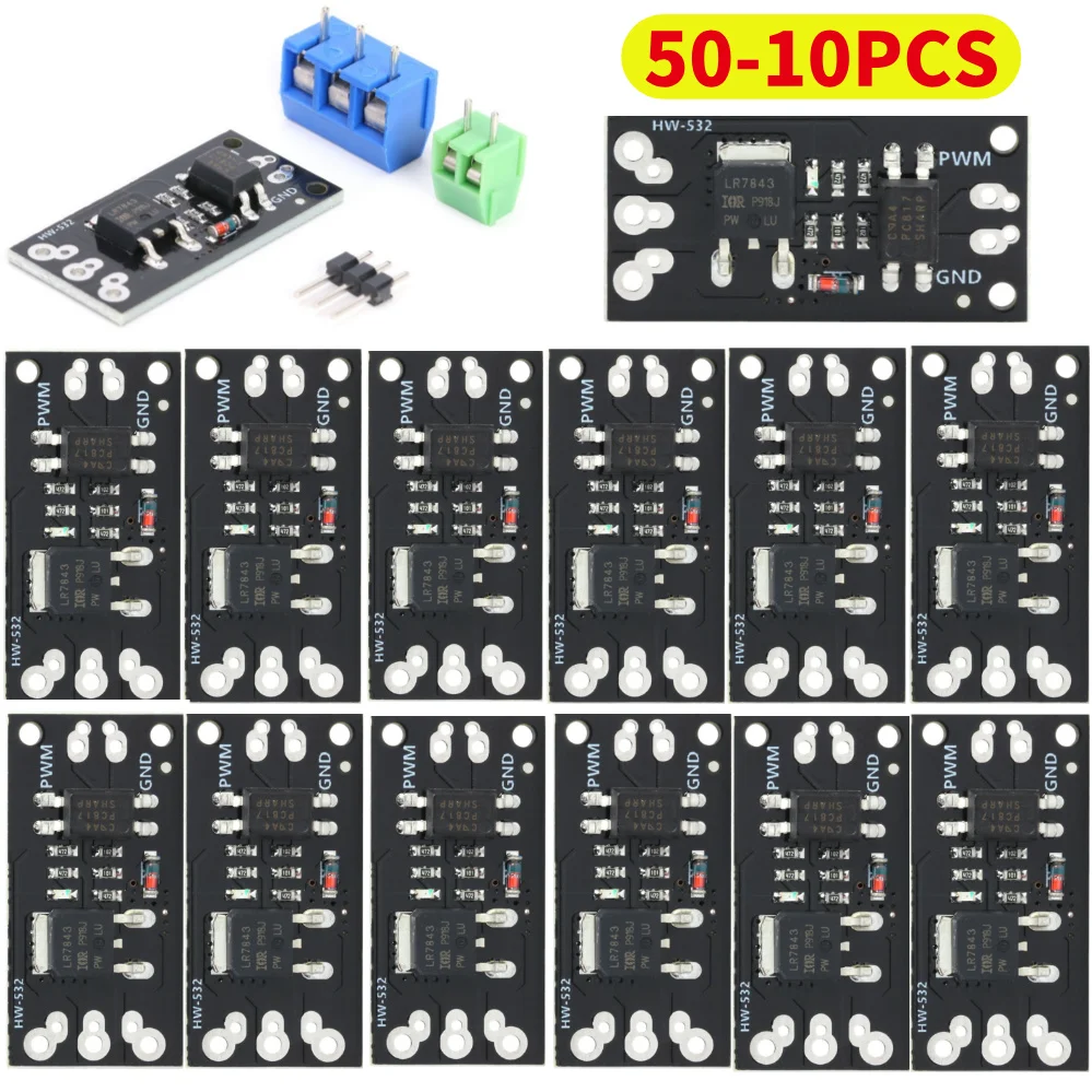 50-10PCS DC5-30V PWM LR7843 Isolated MOSFET MOS Tube FET Module Replacement Relay Board