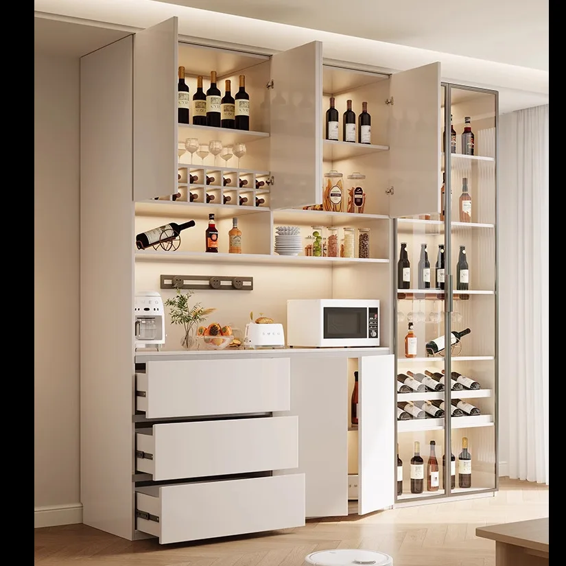 

Solid wood dining side cabinet integrated storage cabinet against the wall multi-functional living room assembly storage side