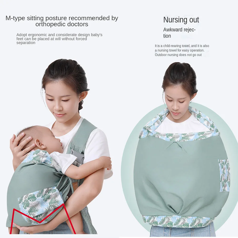 Multifunzionale Baby Wrap marsupio regolabile marsupio zaino sciarpa copertura infermieristica per neonato, bretelle per neonati