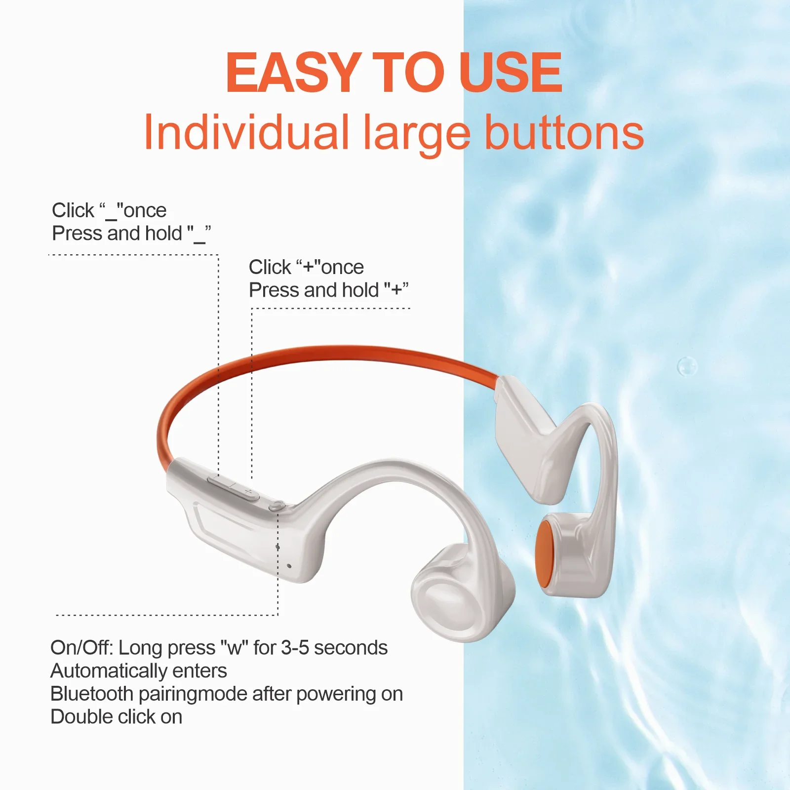 Bluetooth 5.3 골전도 헤드폰 오픈 이어 디자인(마이크 포함) 스포츠 러닝 체육관 하이킹 사이클링을 위한 6시간 배터리 수명