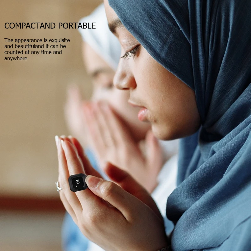 Smart Zikr Ring مدح تسبيح عداد رقمي إلكتروني للمسلمين وقت الصلاة الاهتزاز تذكير مقاوم للماء