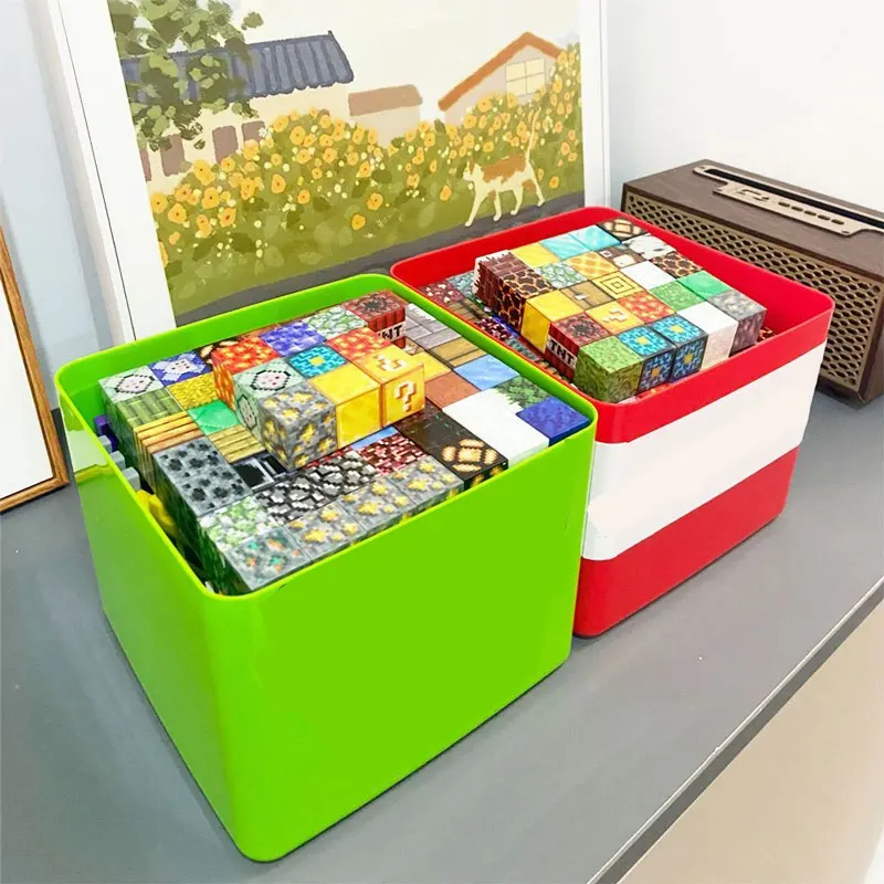 16cm 대형 수납 상자 자석 블록 마인 마그넷 월드 세트 퍼즐 장난감 어린이용 몬테소리 감각 큐브 생일 선물