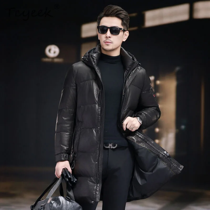 

Tcyeek Genuine Leather Jacket Men 2025 Top Layer Cowhide Down Coats Male White Duck Down Coat Winter Clothes Jaqueta De Couro