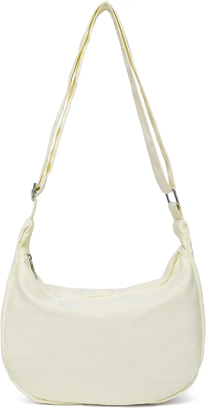 Miss Lulu Damen Halbmond Hobo Tasche, Wasserfeste Nylon Crossbody Umhängetasche, Verstellbarer Riemen Casual Schultertasche