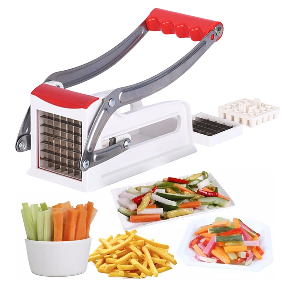 

French Fry Cutter Manual Potato Slicer Stainless Steel Blade Potato Cutter Shredder Cut Strips for Potatoes Carrots Cucumbers