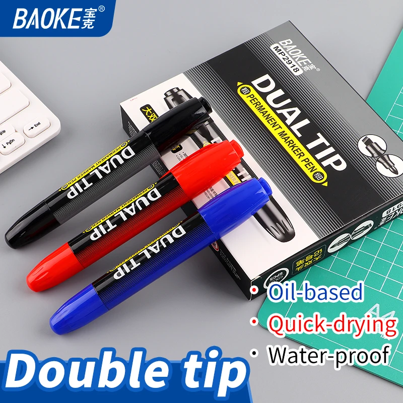 

BAOKE MP2918 Dual Tip Permanent Marker Quick-drying Waterproof Marker