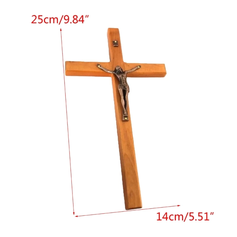 Wood Crucifix Wall Cross Catholic Jesus Christian Wall Hanging Cross Prayer Ornaments Religious Gift Church Decoration 87HA