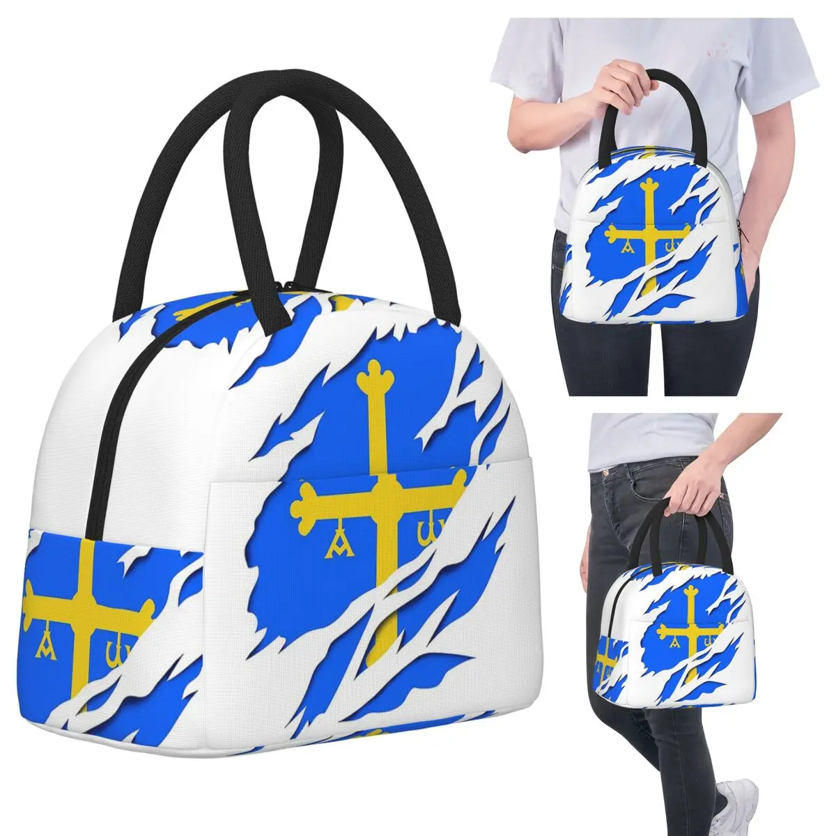 

Asturias Flag Insulated Lunch Bag for Kids School Cooler Thermal Food Box Tote Portable Lunch Boxes Container