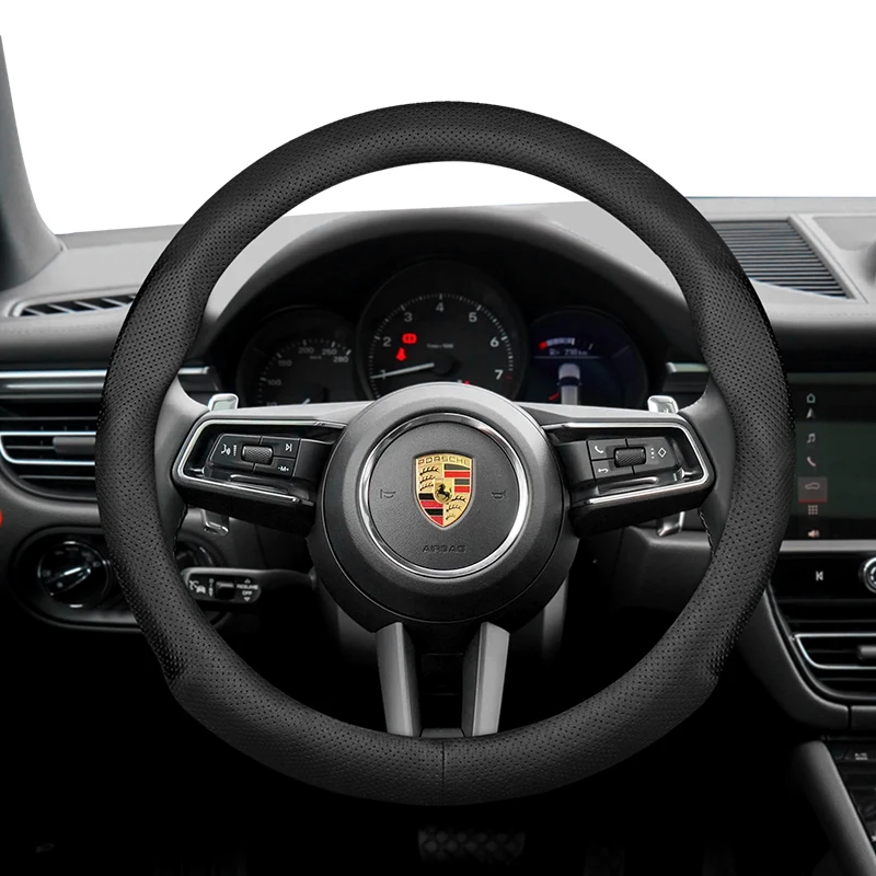 Adecuado para porsche protector de volante de cuero transpirable ultrafino adecuado para Casenne 996 Macan 957 Volante Boxster 986 718 Alcantara 997 Turbo Panamera Taycan 918 Spyder Cayman 992