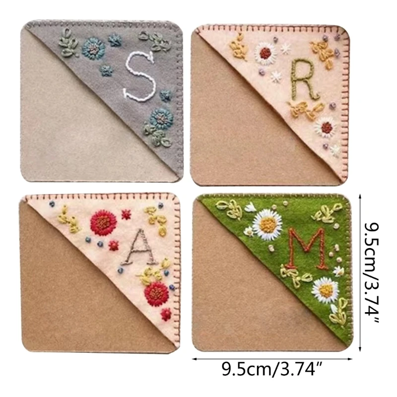 K1AA Felt  Embroidered  Coner Book Page Markers Corner Page Clip
